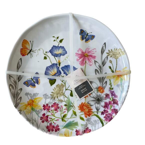 Rachel Ashwell Melamine Dinner Plates 11in Spring Floral Butterfly Set of 4 New - Picture 12 of 13